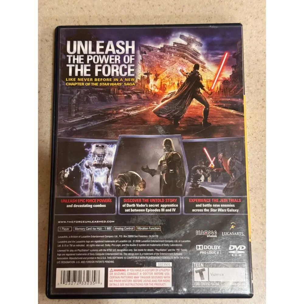 Star Wars: The Force Unleashed Playstation 2 PS2 Game NOT TESTED